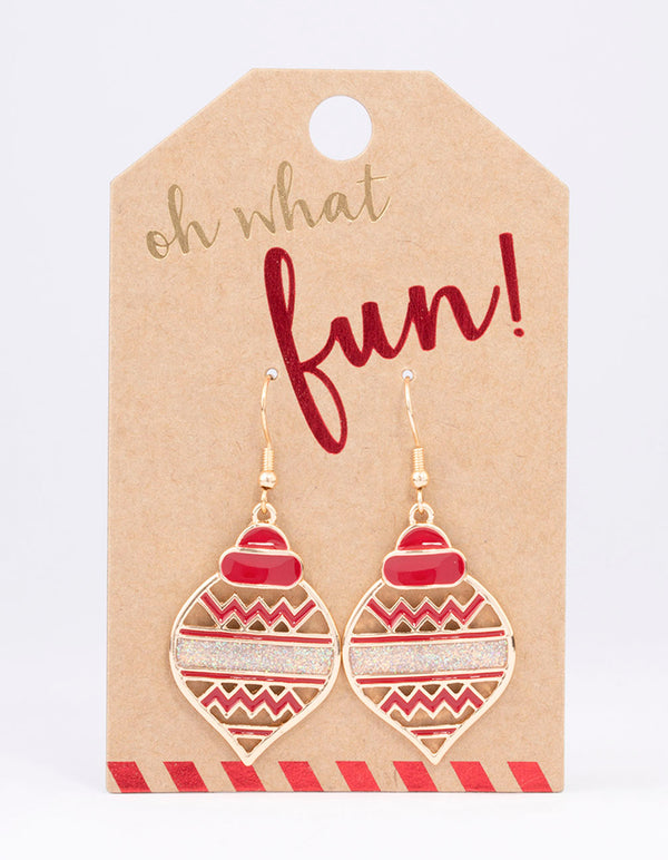 Gold Glitter Bauble Drop Earrings