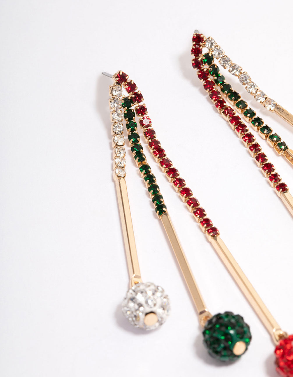 Diamante Cup Chain Fireball Drop Earrings