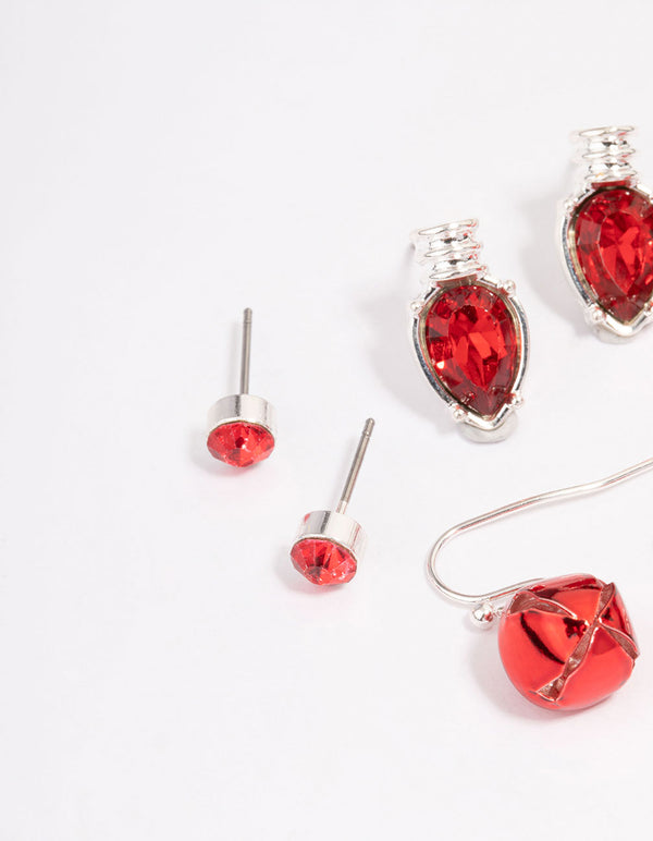 Christmas Present & Bow Stud Earrings 4-Pack