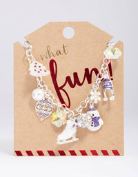 Silver & Purple Ice Skating Charm Bracelet - link has visual effect only