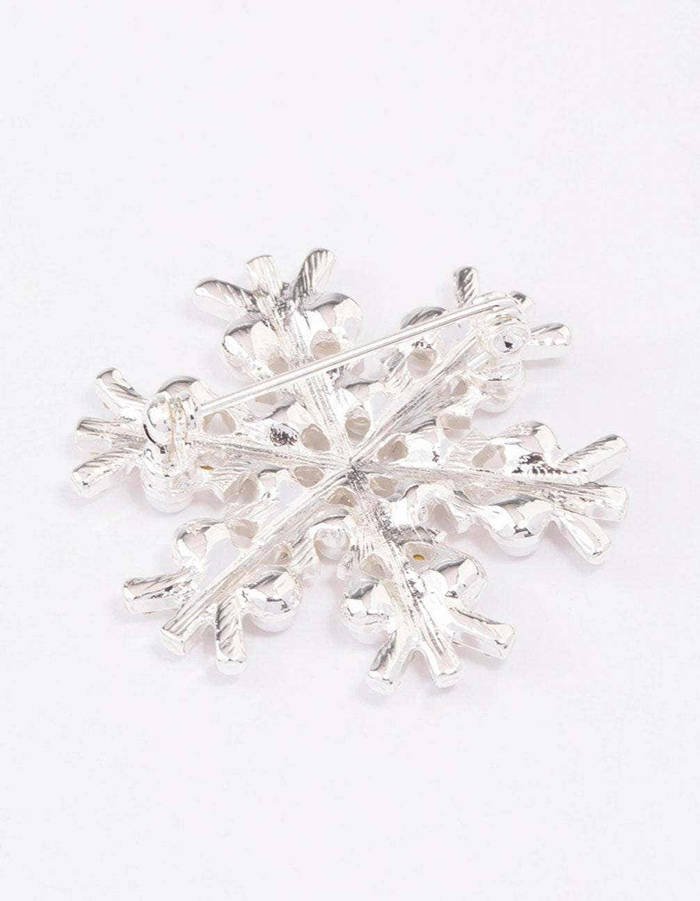 Silver Pearl Detailed Snowflake Brooch