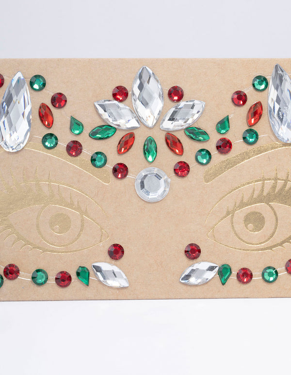 Green & Red Christmas Face Jewels
