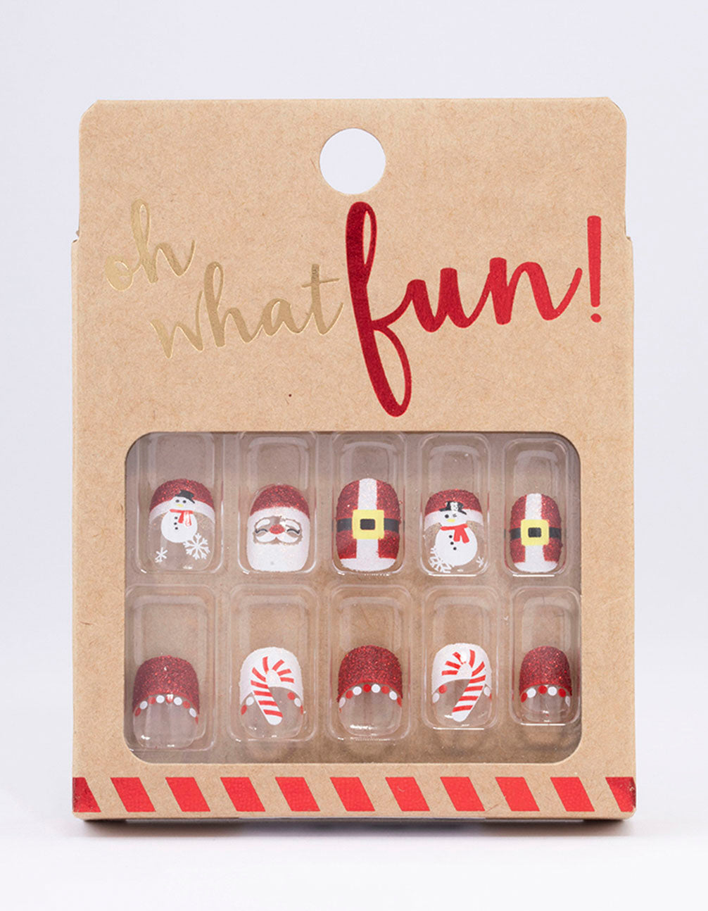 Red Santa & Candy Cane Press On Nails