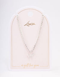 Silver Cup Chain Diamante Butterfly Necklace - link has visual effect only