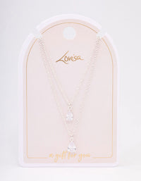 Silver Diamante Dainty Layered Necklace - link has visual effect only
