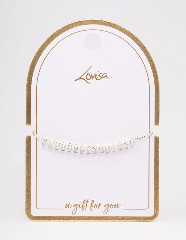 Silver Baguette Toggle Tennis Bracelet