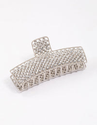 Silver Rectangle Diamante Hair Claw Clip - link has visual effect only