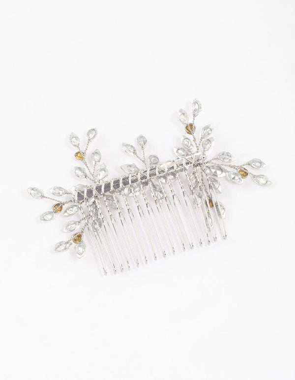 Silver Marquise Trio Floral Hair Comb