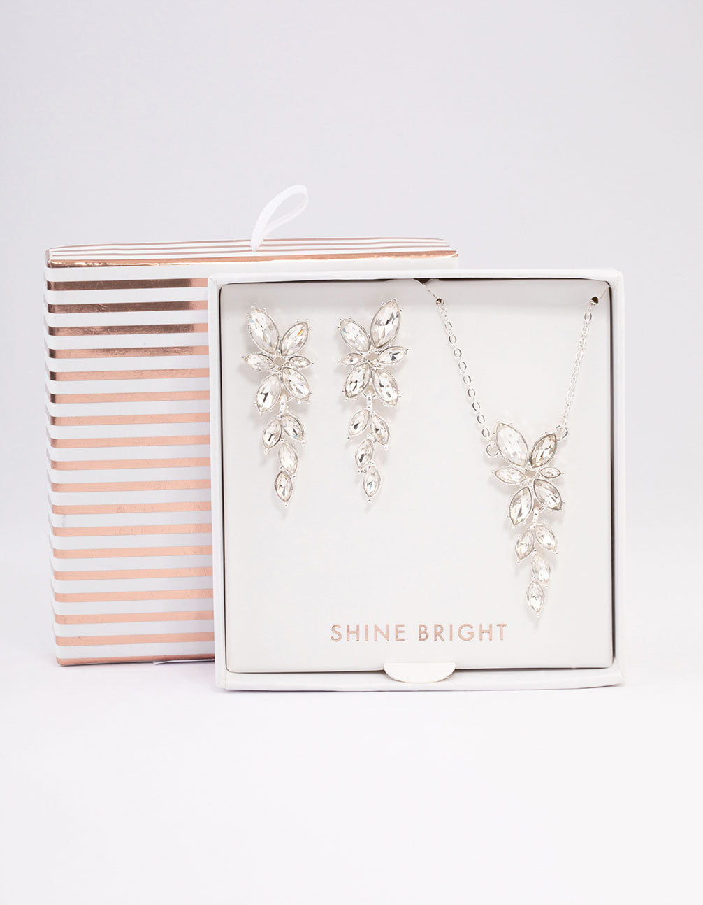 Silver Diamante Leaf Vine Jewellery Set