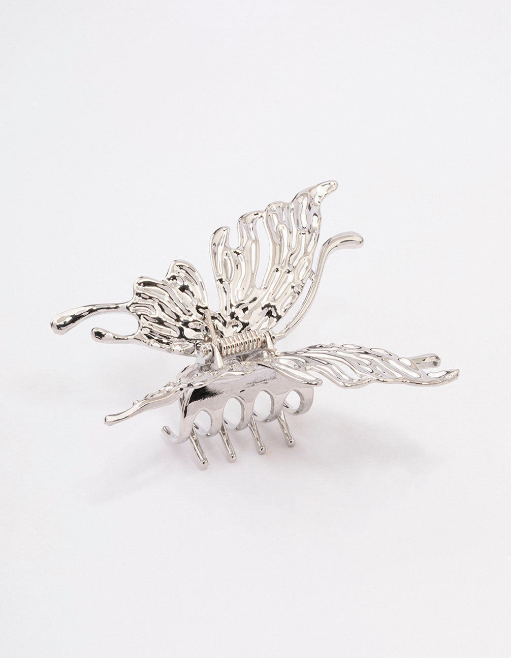 Silver Melted Butterfly Hair Claw Clip