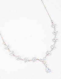 Silver Plated Cubic Zirconia Marquise Vine Y-Shaped Necklace - link has visual effect only