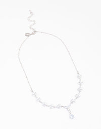 Silver Plated Cubic Zirconia Marquise Vine Y-Shaped Necklace - link has visual effect only
