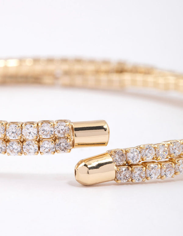 Gold Plated Twisted Cup Chain Wrist Cuff