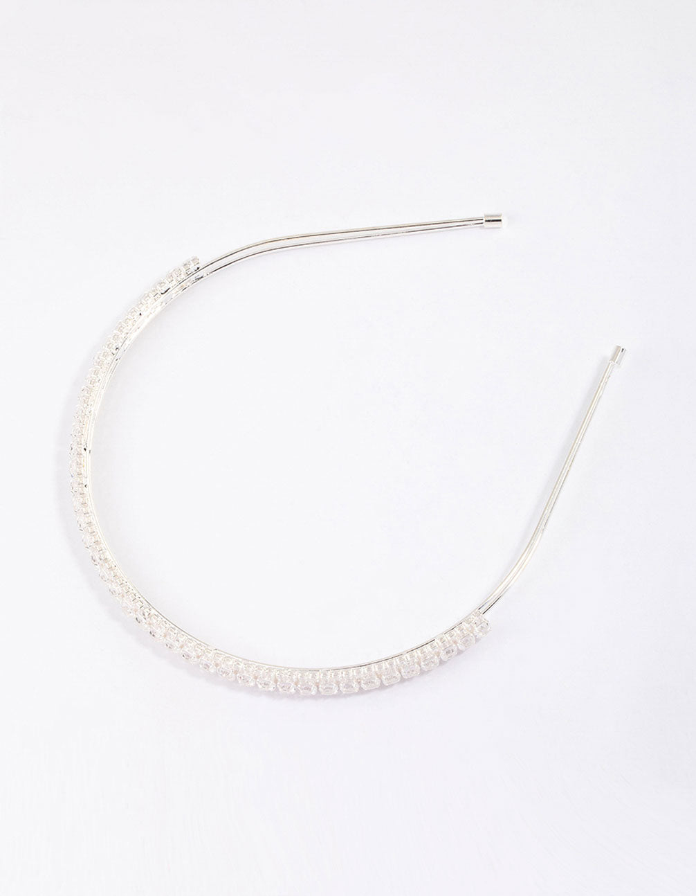Silver Cubic Zirconia Round Stone Encased Headband