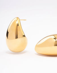 Gold Plated Stainless Steel Large Teardrop Earrings - link has visual effect only