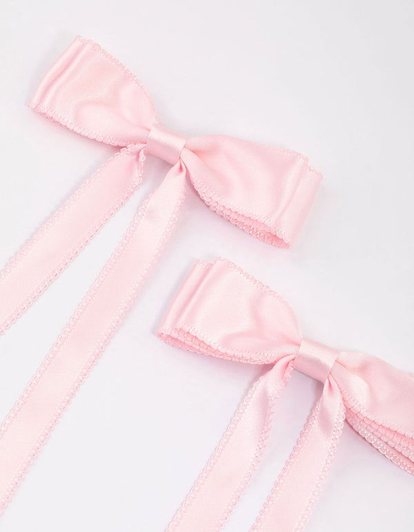 Pink Fabric Satin Scallop Hair Bows Pack