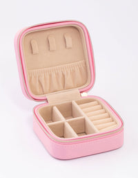 Pink Faux Leather Iridescent Square Jewellery Case - link has visual effect only