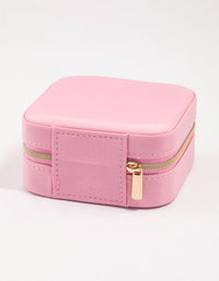 Pink Faux Leather Iridescent Square Jewellery Case - link has visual effect only