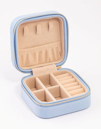 Blue Faux Leather Iridescent Square Jewellery Case - link has visual effect only