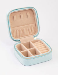 Light Blue PU Leather Compact Jewellery Case - link has visual effect only