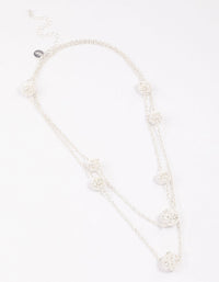 Silver Decorative Diamante Long Necklace - link has visual effect only