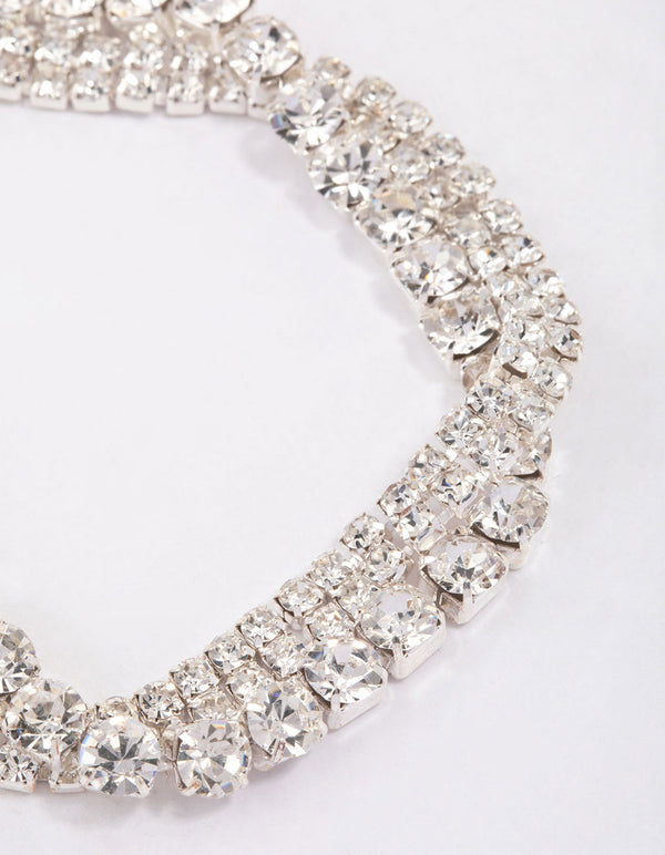 Silver Multi Diamante Twisted Bracelet