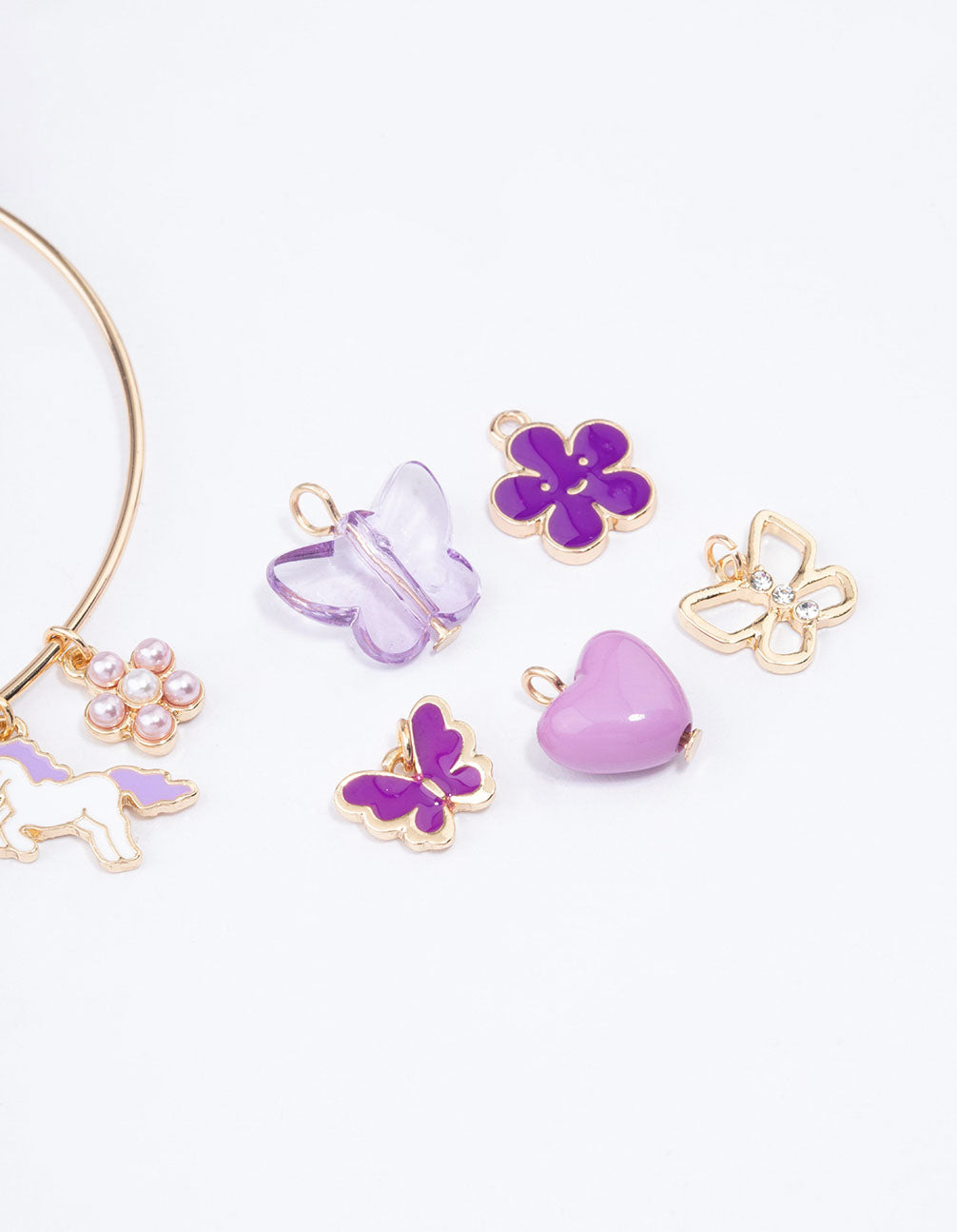 Kids Gold DIY Unicorn & Heart Charm Bracelet