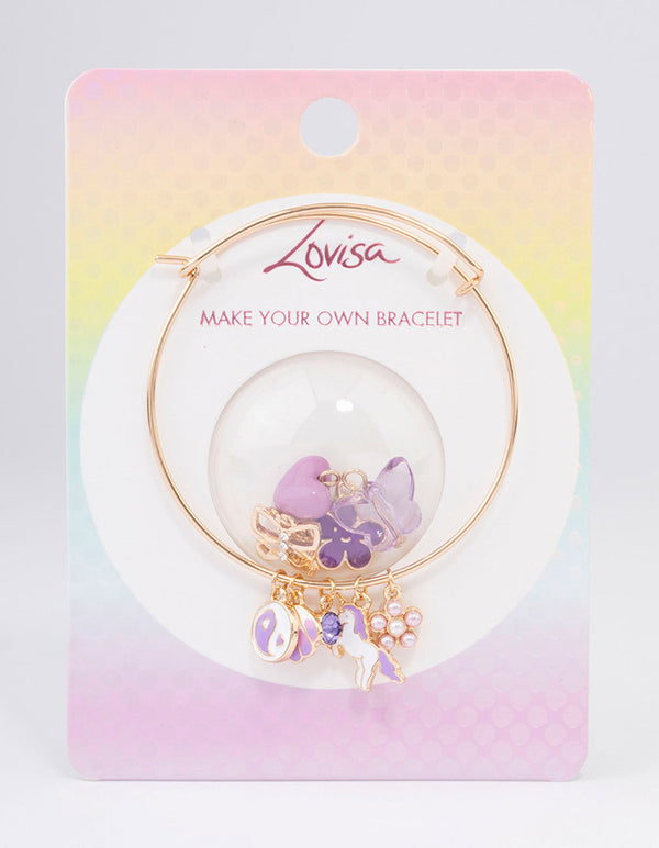 Kids Gold DIY Unicorn & Heart Charm Bracelet