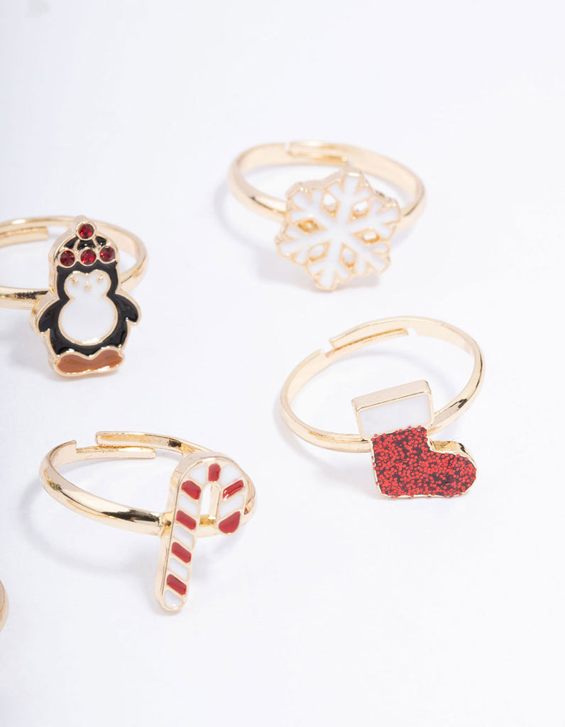 Kids Christmas Motif Ring 6-Pack - Lovisa