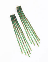 Gold & Green Layered Cup Chain Drop Earrings - link has visual effect only