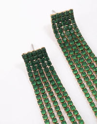 Gold & Green Layered Cup Chain Drop Earrings - link has visual effect only