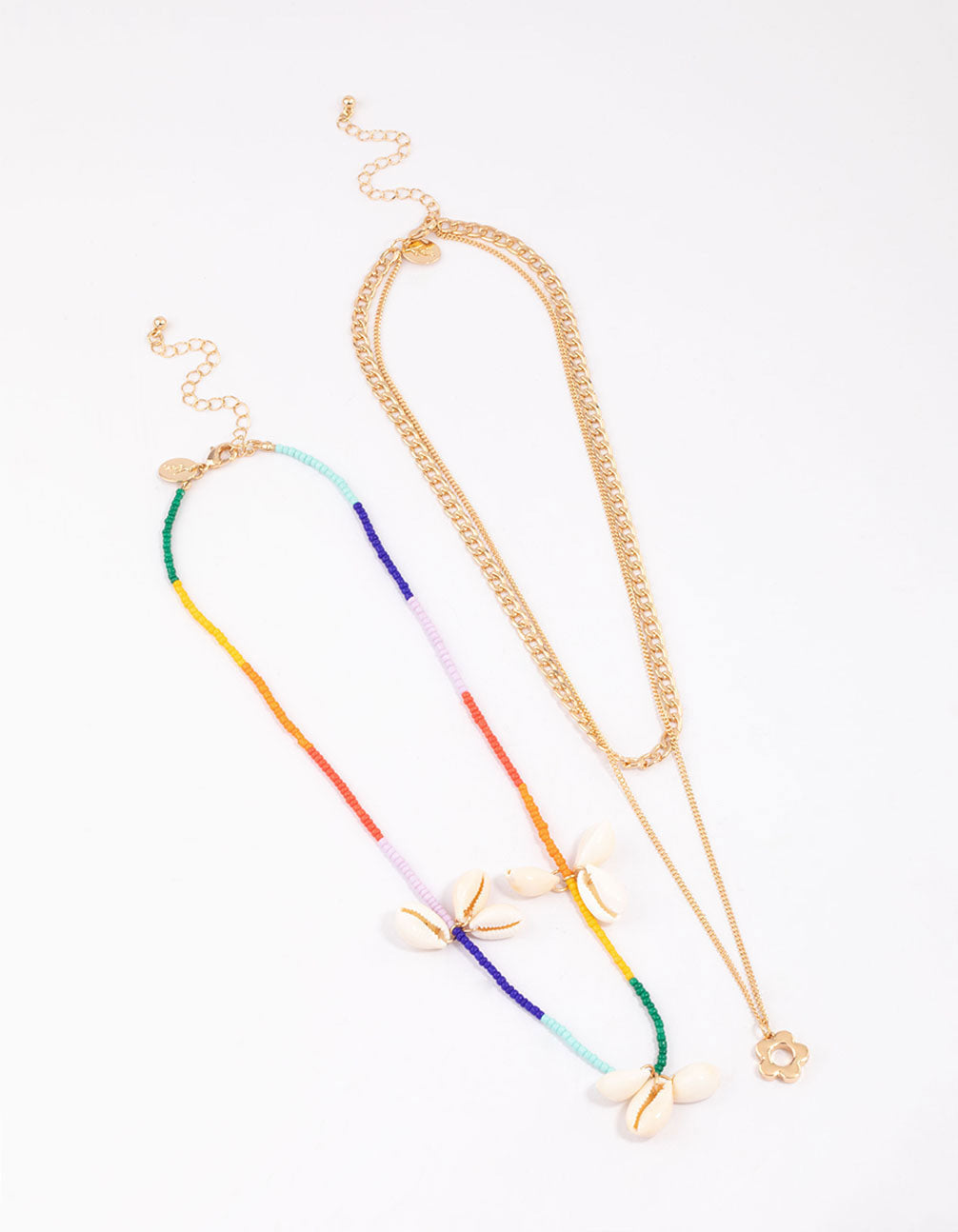 Gold Genuine Shell Flower Layered Necklace