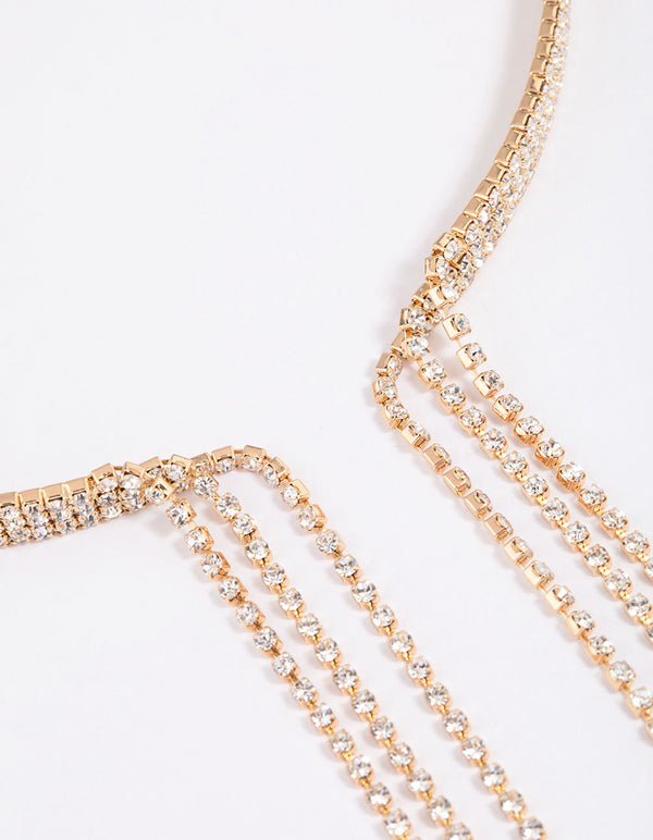 Gold Diamante Tassel Choker