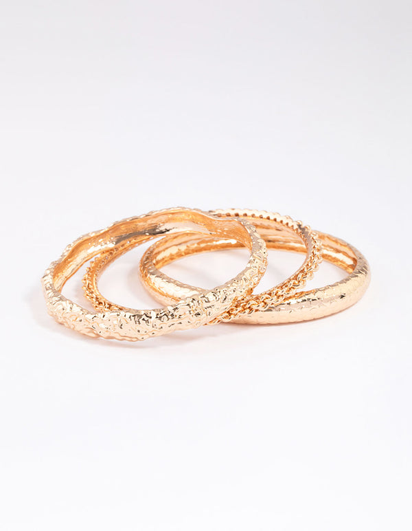Gold Multi Pack Textured Bangles