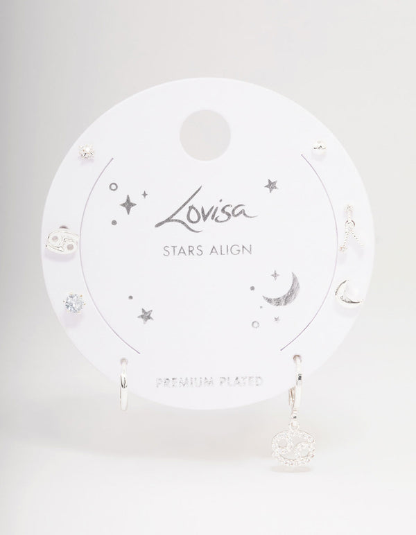 Silver Plated Cancer Earring Pack