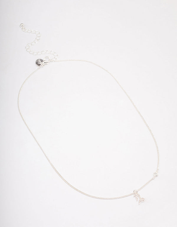 Silver Plated Capricorn Necklace With Cubic Zirconia Pendant