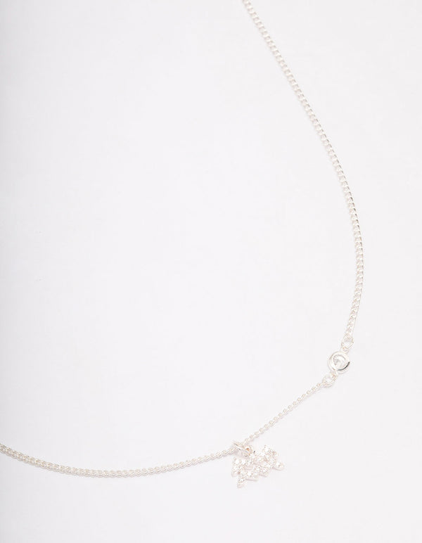 Silver Plated Aquarius Necklace With Cubic Zirconia Pendant