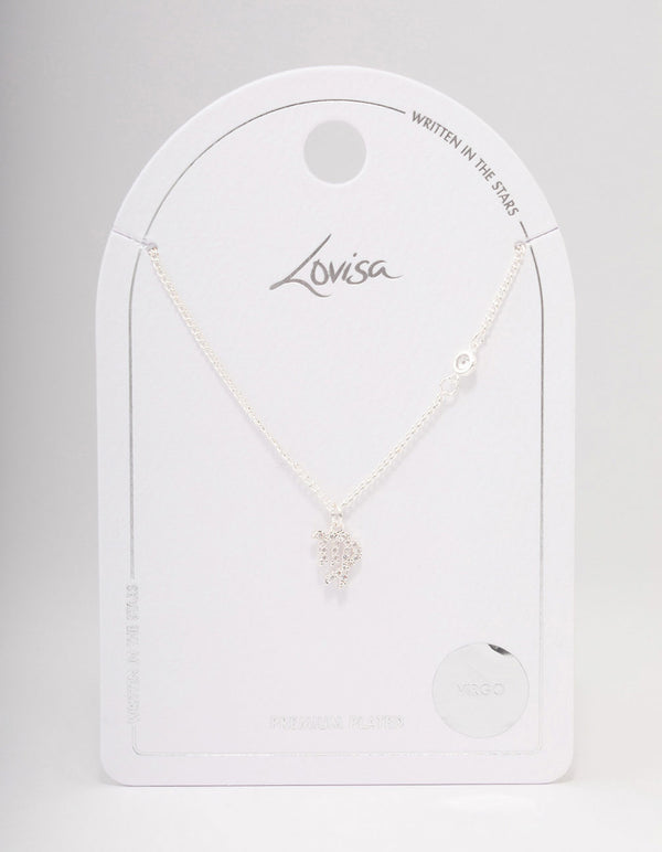 Silver Plated Virgo Necklace With Cubic Zirconia Pendant
