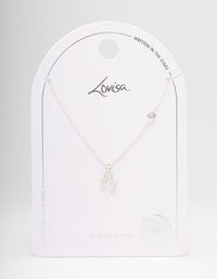 Silver Plated Leo Necklace With Cubic Zirconia Pendant - link has visual effect only