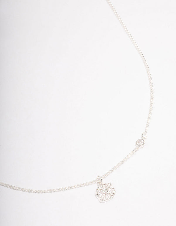 Silver Plated Cancer Necklace With Cubic Zirconia Pendant