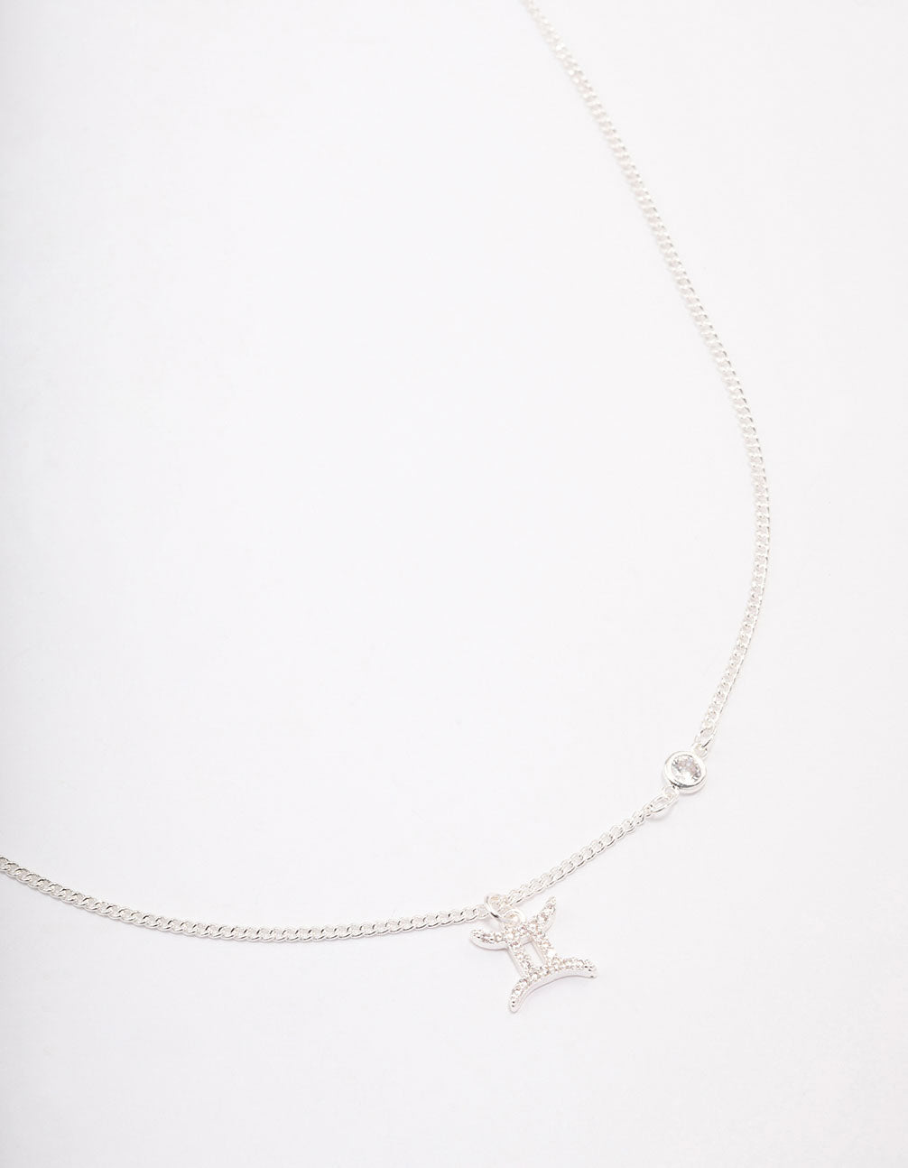 Silver Plated Gemini Necklace With Cubic Zirconia Pendant