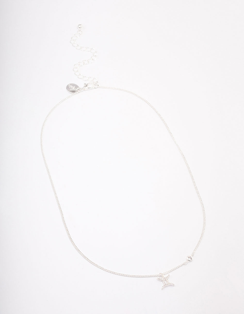 Silver Plated Gemini Necklace With Cubic Zirconia Pendant