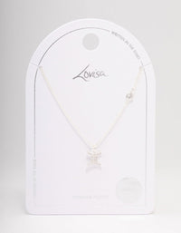 Silver Plated Gemini Necklace With Cubic Zirconia Pendant - link has visual effect only