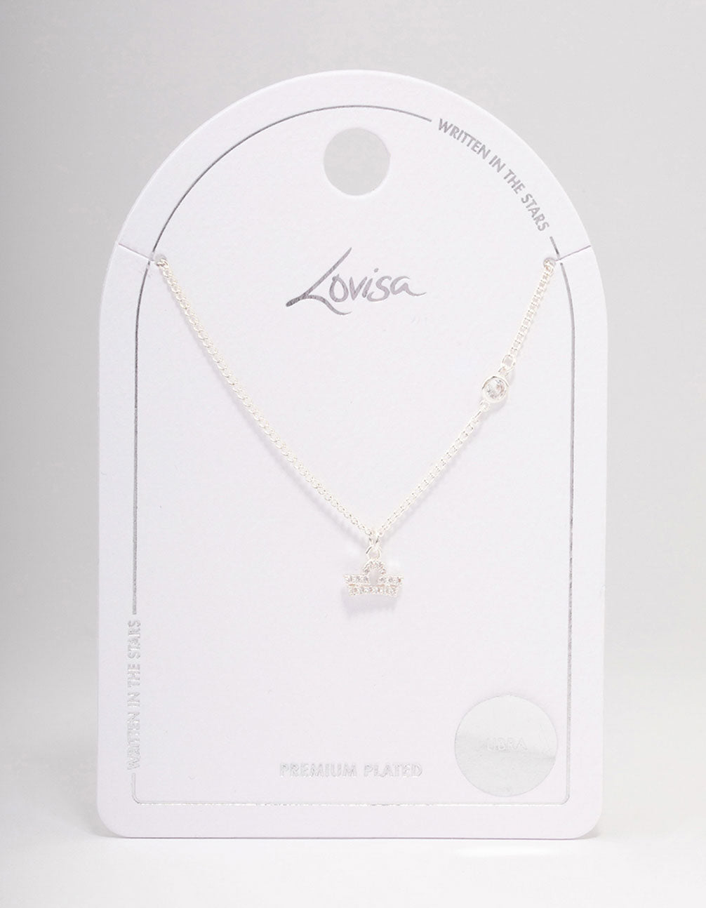 Silver Plated Libra Necklace With Cubic Zirconia Pendant
