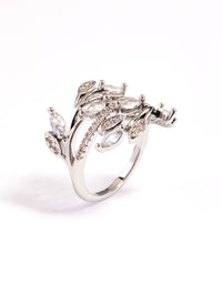 Silver Leafy Vine Cubic Zirconia Ring - link has visual effect only
