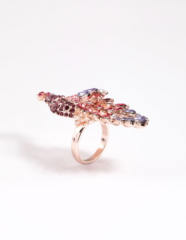 Rose Gold Sparkly Peacock Ring