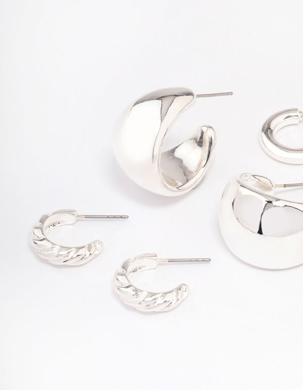 Silver Multi Hoop Earrings Pack