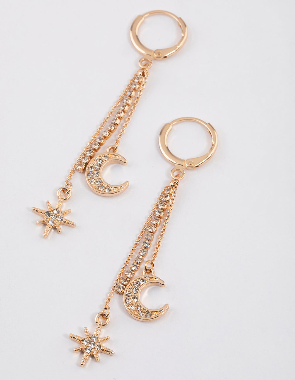 Gold Celestial Cup Chain Drop Earrings