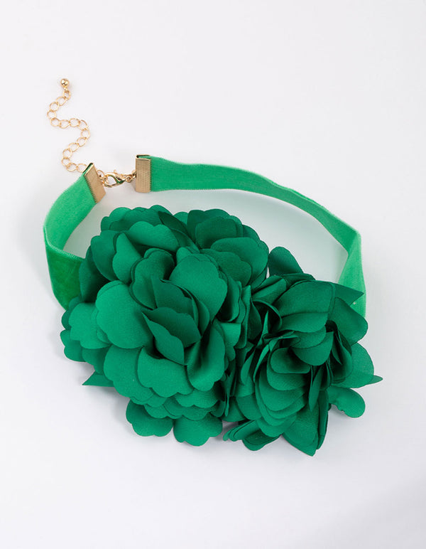 Green Double Flower Corsage Choker