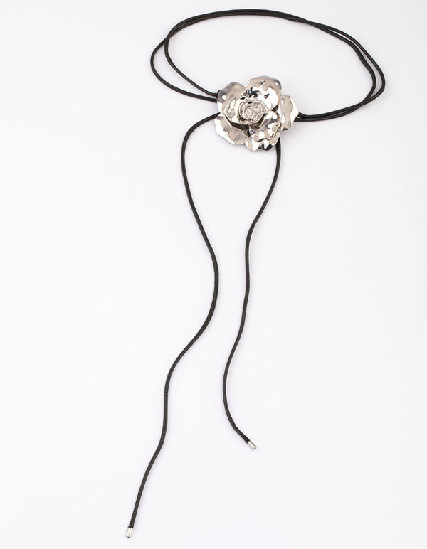 Silver Flower Cord Choker